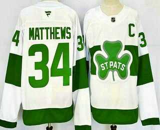 Men%27s Toronto Maple Leafs #34 Auston Matthews White St Pats Authentic Jersey